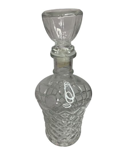 Vintage Cut Glass Liquor Decanter with Stopper Clear 9.5 Inch