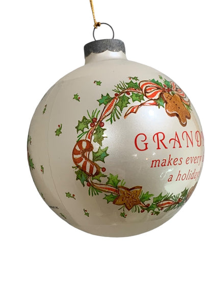 Current Vintage 1990 Grandma Glass Wrap Ornament Ball