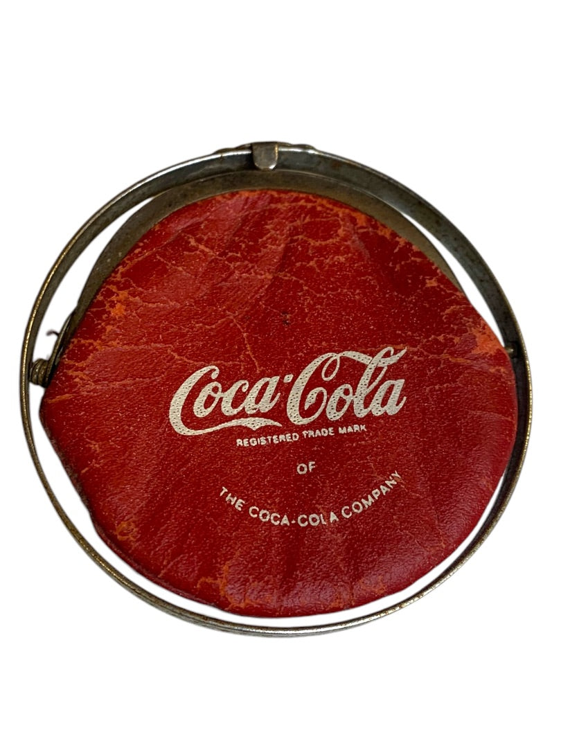 Vintage Coca-Cola Red Leather Change Purse Chrome Clasp