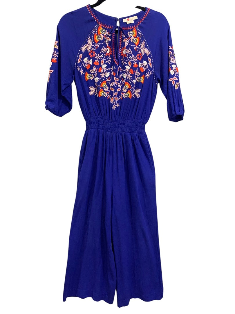 Size 6 Boden Womens Natalie Embroidered Boho Jumpsuit Royal Blue