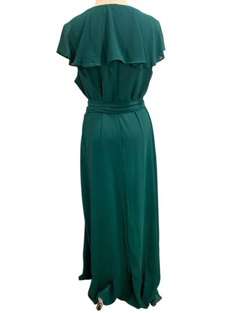 2XL Shein Curve Womens Emerald Green Chiffon Maxi Wrap Dress