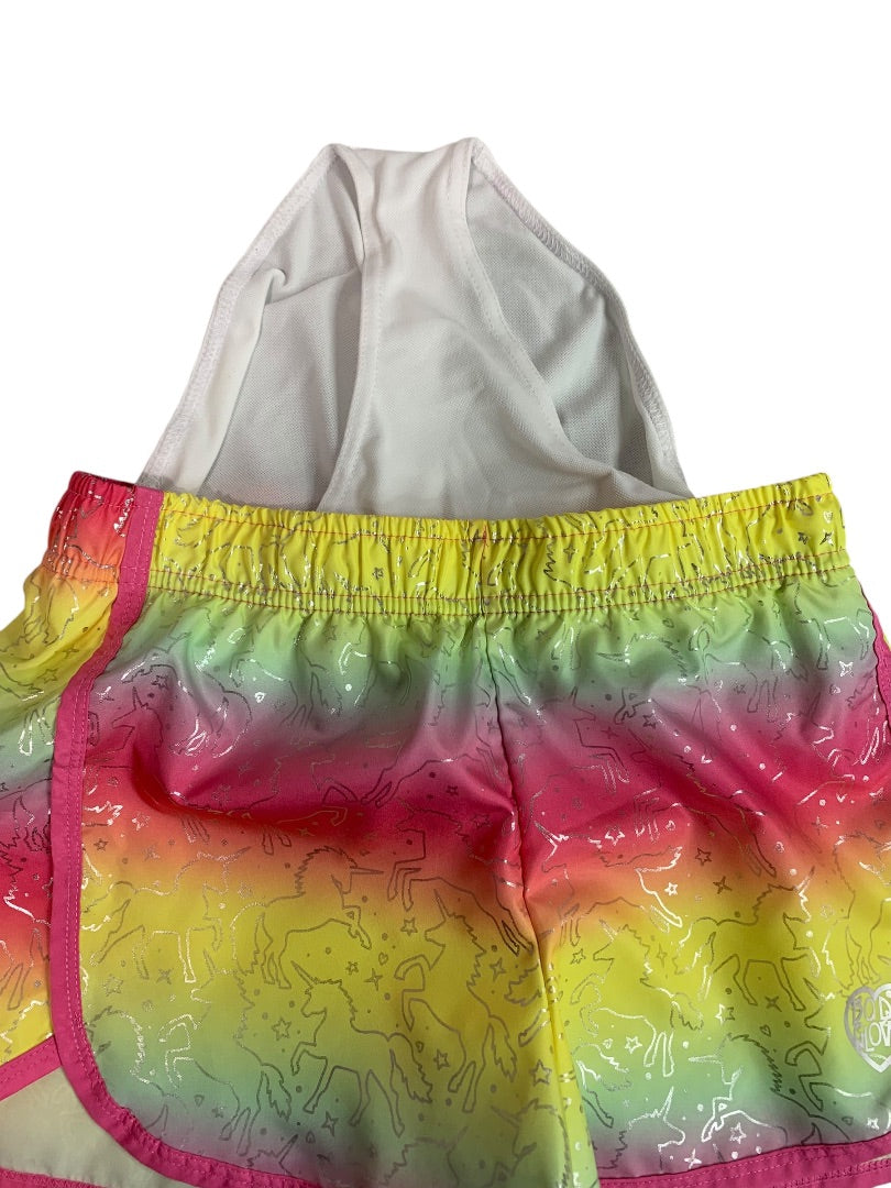 Size 12 Body Glove Girls Youth Unicorn Rainbow Running Shorts Lined