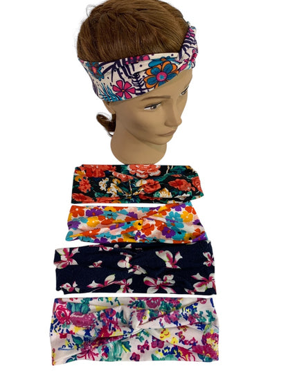 Lot of 5 Fabric Headbands Adult Soft Floral Vibrant Color