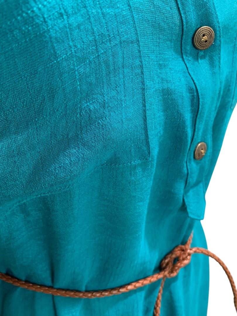 Medium A.Byer Womens New Teal Tunic Blouse Shirt Belted