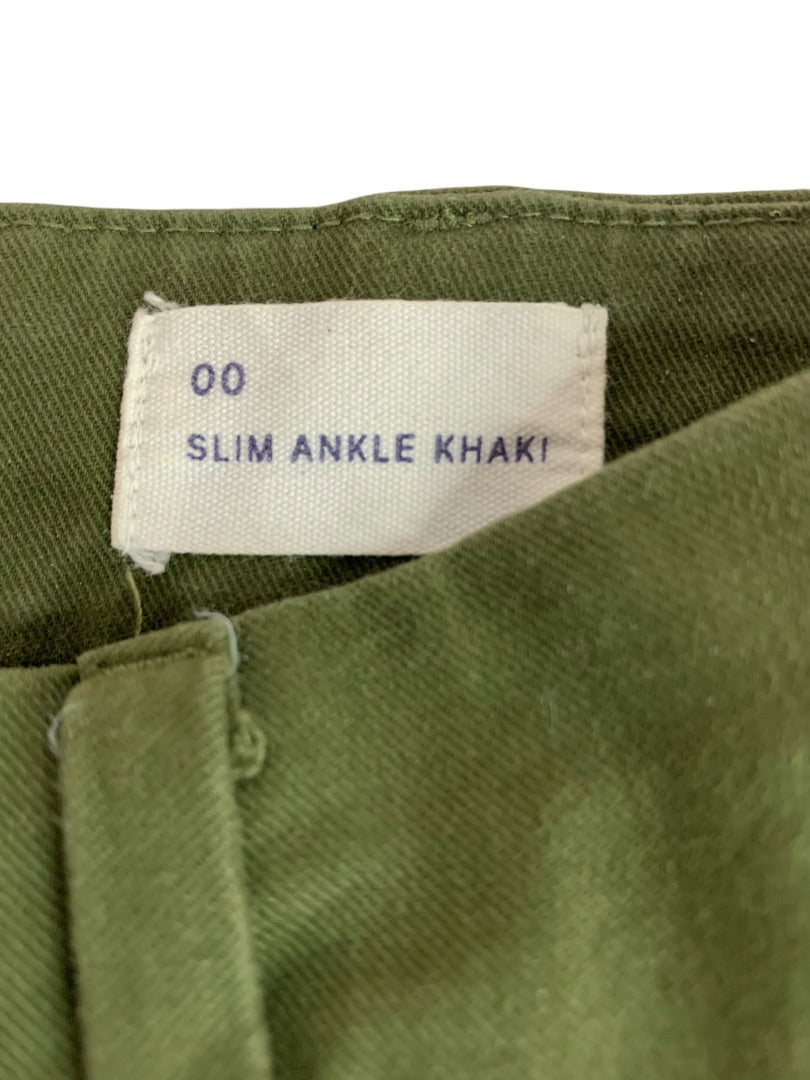 Size 00 Gap Womens Slim Ankle Khaki Pants  Olive Green