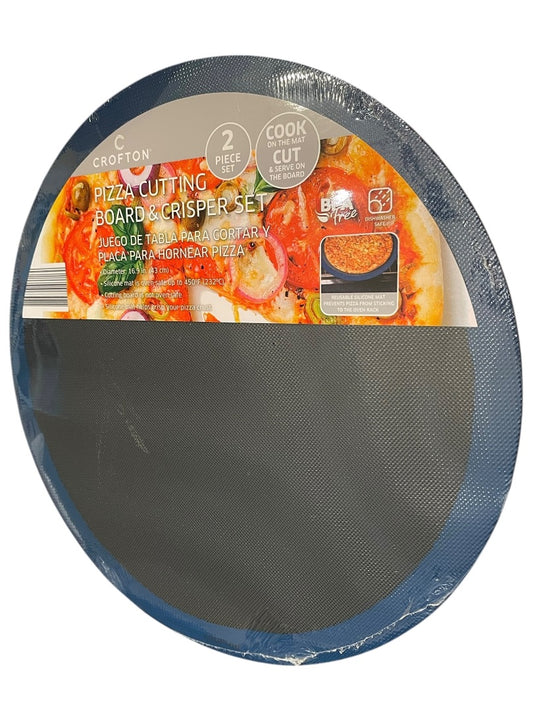 Crofton Pizza Cook and Cut Pizza Set Silicone Mat New 16.9 Inch