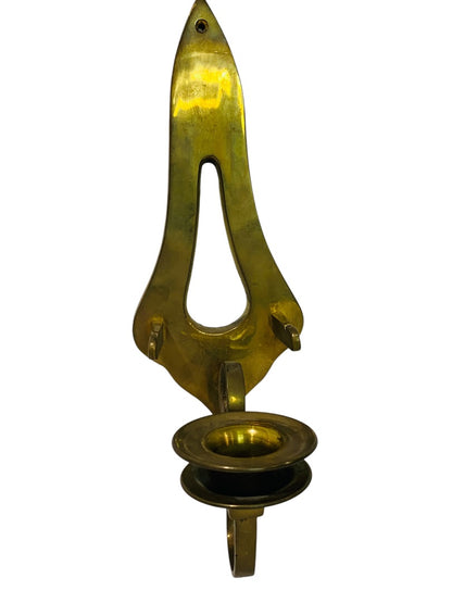 MidCentury Brass Wall Mounted Sconce Single Candle Holder Spearhead