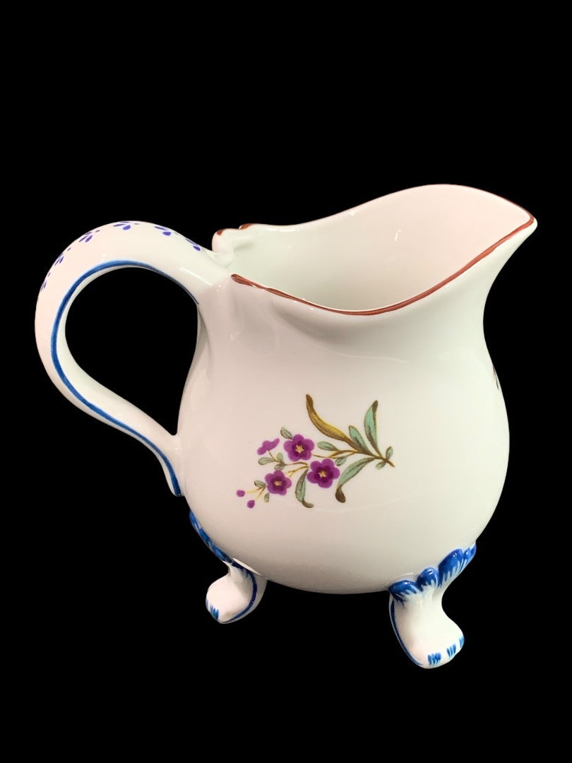 1980s Frankin Mint Fine Porcelain Creamer Collection Footed Floral 5 Inch