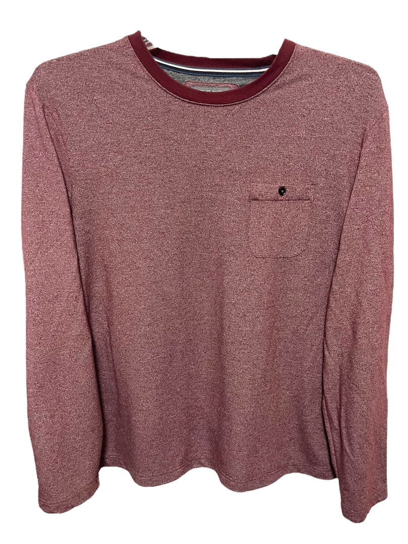 Large Michael Bastian Long Sleeve Pocket Mens Crew Neck Red Heather