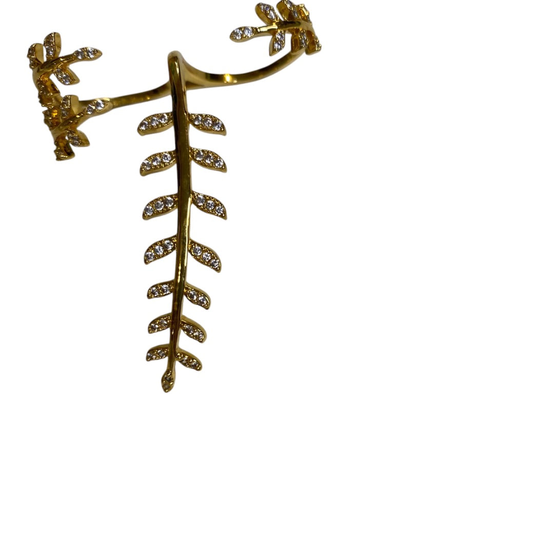 Goldtone Double Ring Adjustable Fern Floral