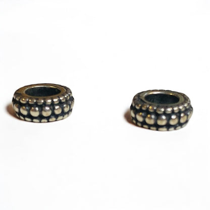 Spacer Charm Beads Silvertone Beaded Tire 8mm x 3mm