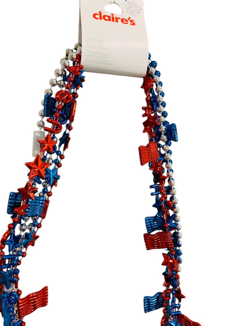 Claires New Set of 6 Overhead Necklaces Patriotic USA Flag Star