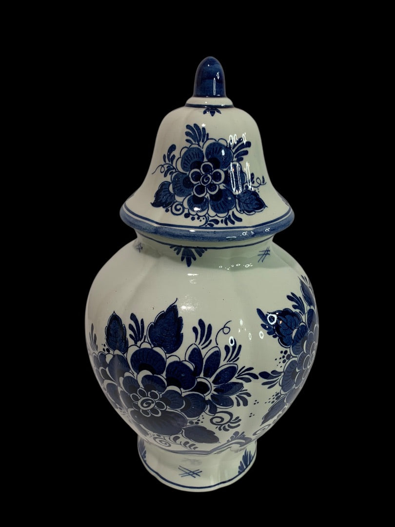 Blauw Delft by Distel Large Ginger Jar with Lid 11.5 Inches High Vintage
