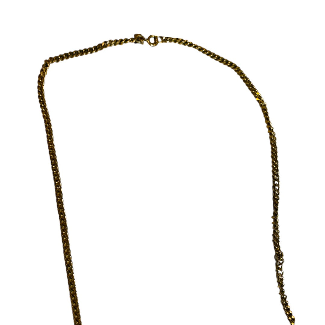 Vintage Emmons Long Tassel Necklace Goldtone Green Orange Acrylic Beads 36 Inch