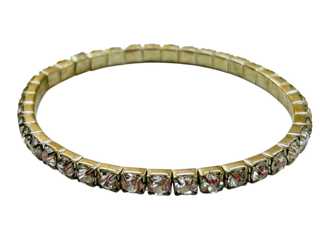 Goldtone Rhinestone Stretch Bracelet Costume Jewelry Stretchy