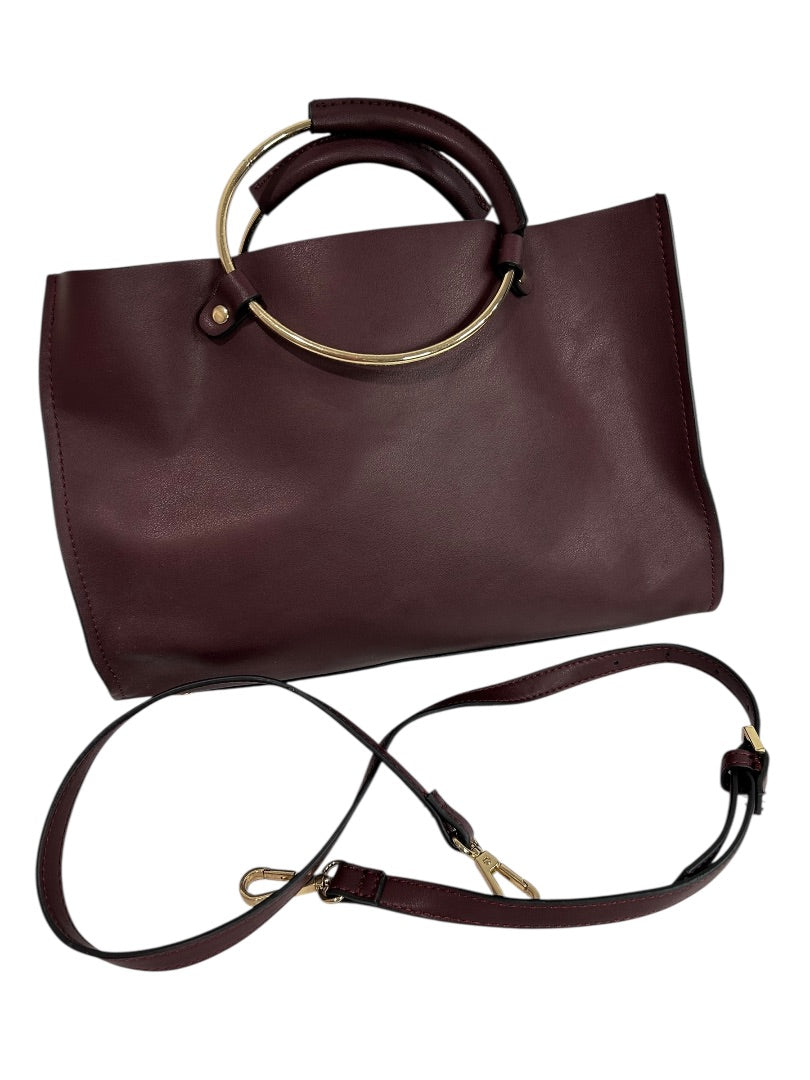 Vegan Leather Merlot Satchel Detachable Shoulder Strap Goldtone Hardware