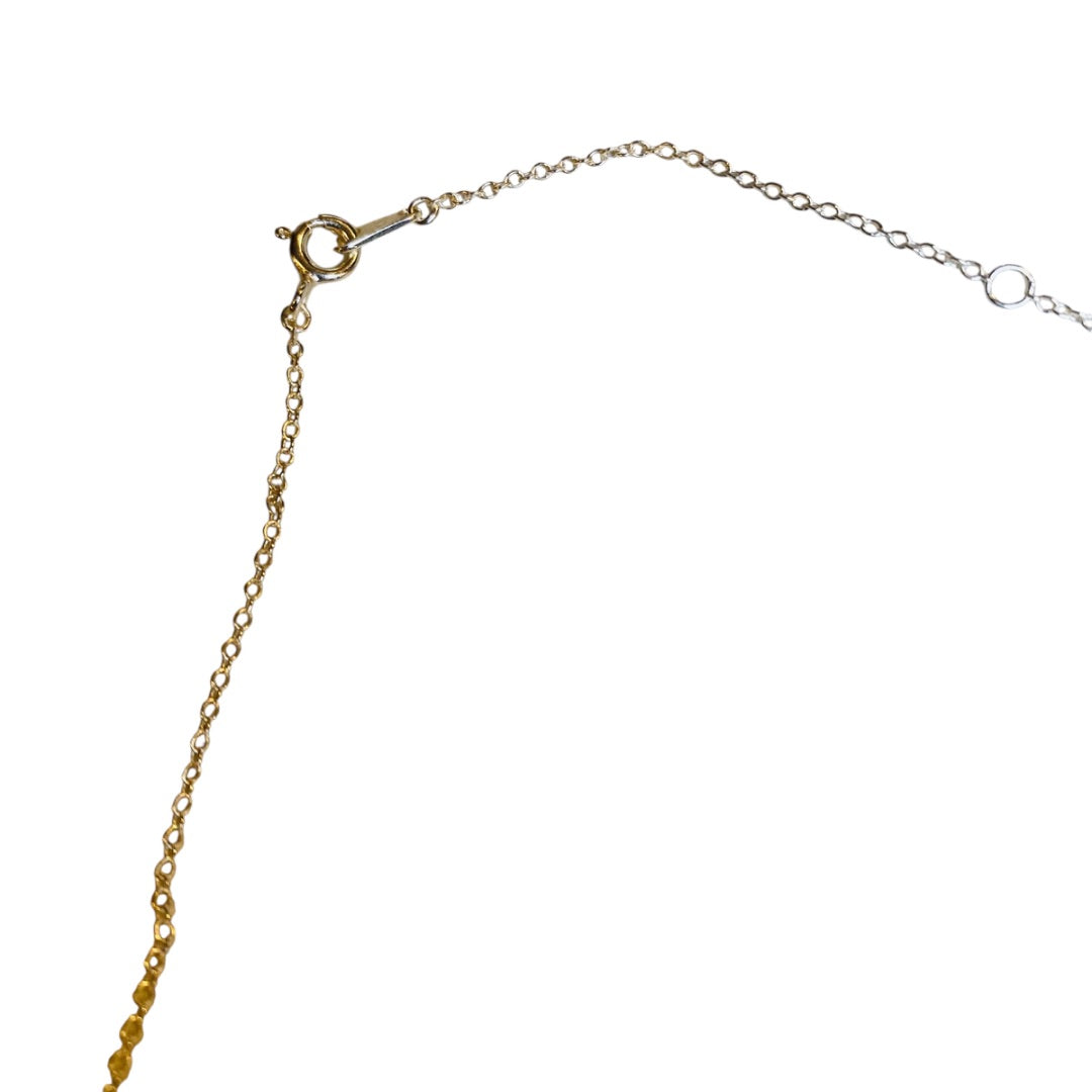 Silvertone Delicate Chain Necklace 18" Interlocking Hearts Copper Color