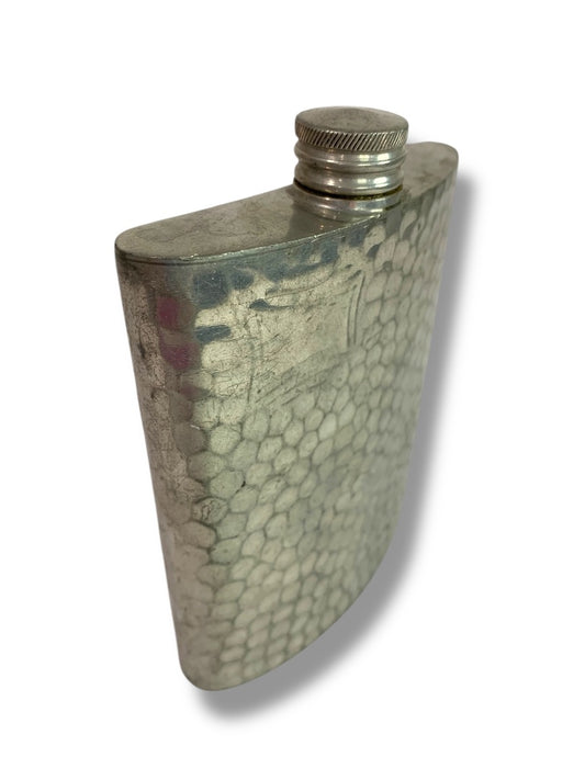 Vintage Hoffritz  6 Ounce English Pewter HIp Flask Textured