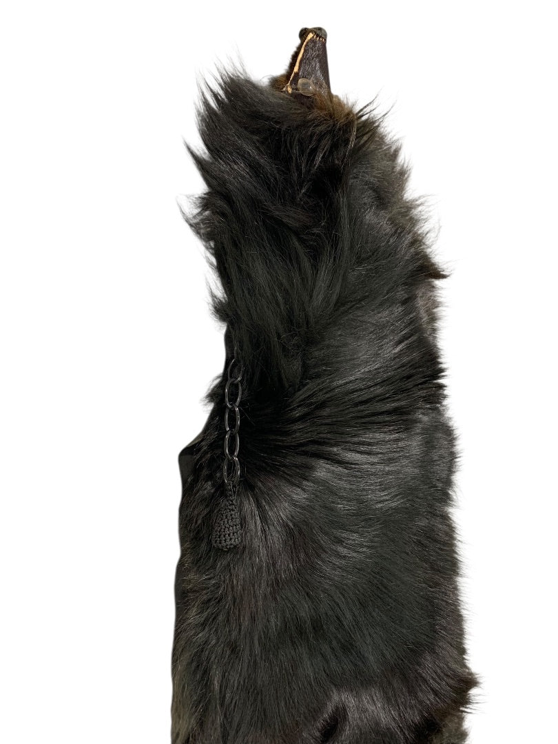 1950s Head to Tail Mink Stole Face Dark Brown Pocket Closure 48 Inch