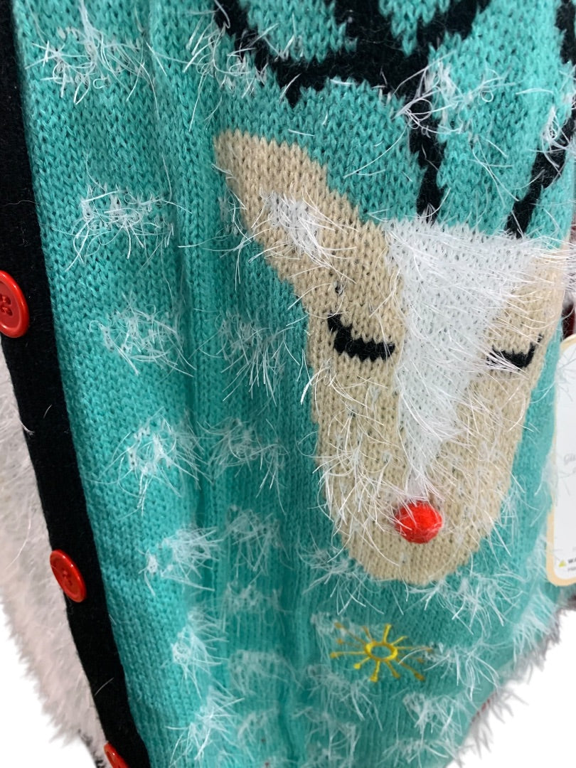 XL Womens New Christmas Cardigan Sweater Soft Fuzzy Santa Reindeer