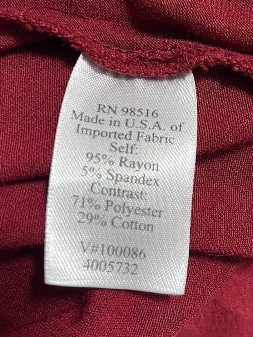 XL Coldwater Creek Womens Burgundy Open Vest Tunic Lace Detail