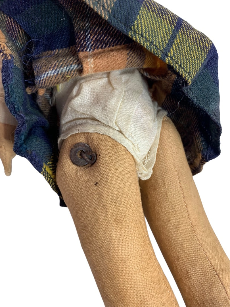 Vintage Chad Valley Cloth Doll 12 Inch Scottish Girl Made in England