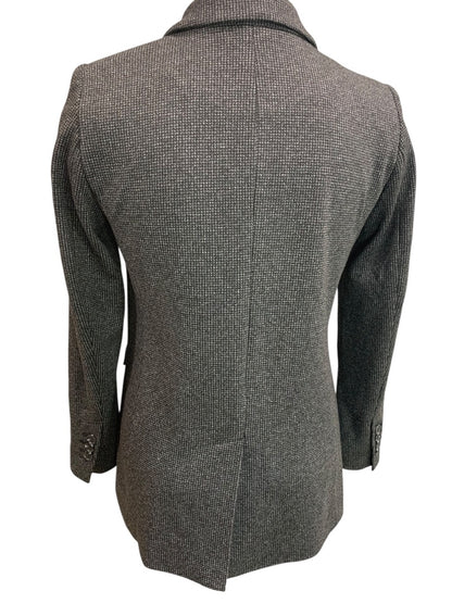 Size 2P Loft Petites Womens Microcheck Blazer Business Soft Black Gray