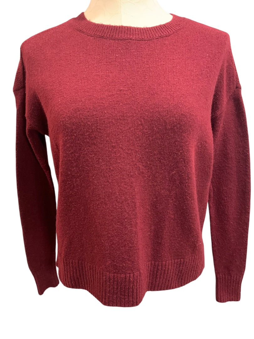 XS Loft Womens Burgundy Sweater Crewneck Wool Blend