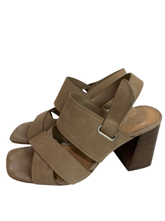 Size 6 Vince Camuto Womens Brown Suede Sandals Bebendy 3" Block Heel
