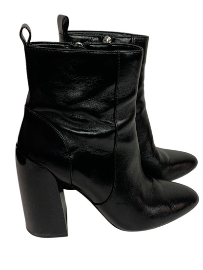 Size 6 Vince Camuto Womens Black Leather Booties 4 Inch Block Heel Enverna