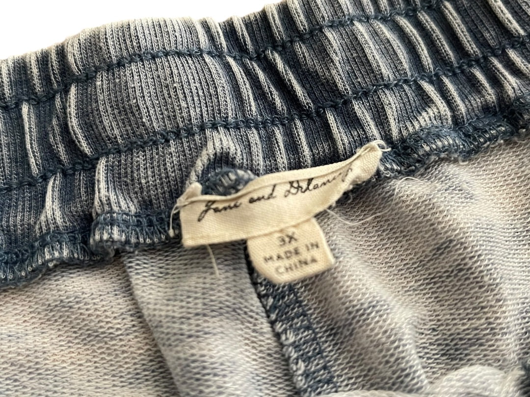 3X June & Delancey Elastic Waist Drawstring Shorts Blue Womens