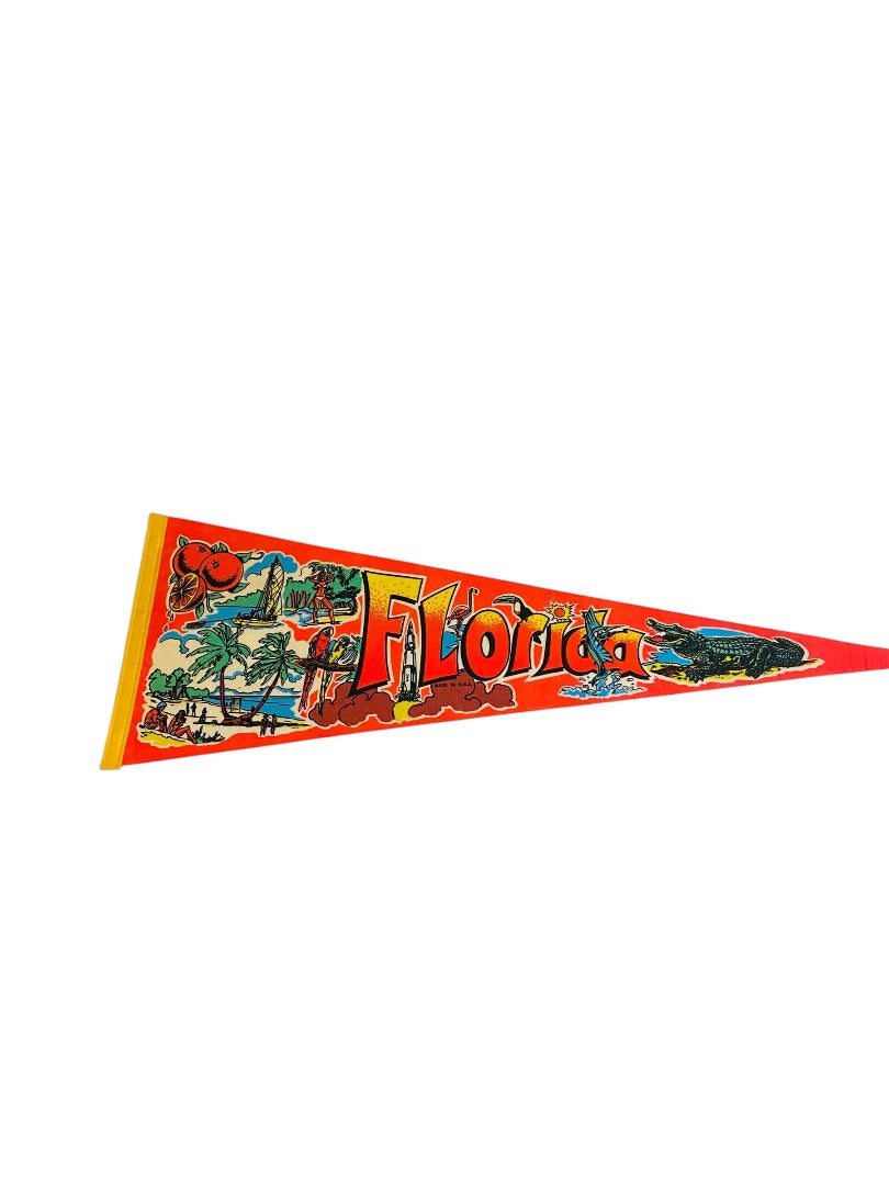 Vintage 26.5 Inch Kitschy Florida Pennant Souvenir Felt Flag USA Made