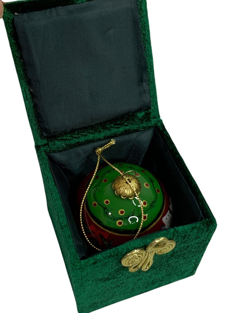 2004 Glass Painted Christmas Dove Ornament in Box 2.5"