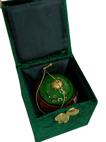 2004 Glass Painted Christmas Dove Ornament in Box 2.5"