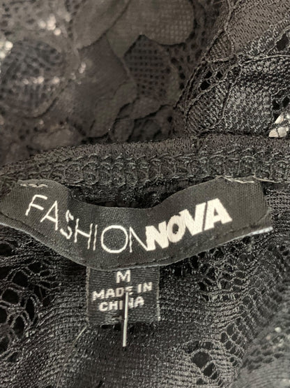 Medium Fashion Nova Womens New Black Lace Bodysuit Alia