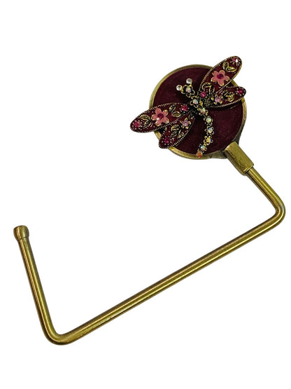 Goldtone Dragonfly Purse Cane Table Hook Embellished Sparkle