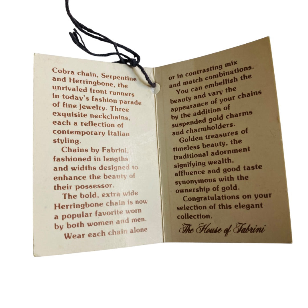 New The Fabrini Collection Goldtone Cobra Chain Necklace 16 Inch Spring Clasp