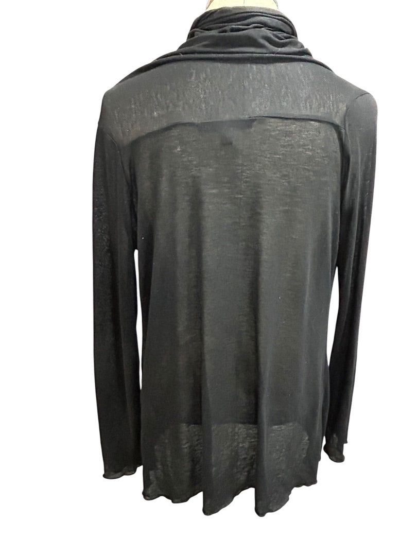 Medium BCBG Max Azria Black Lightweight Knit Open Cardigan Shirt