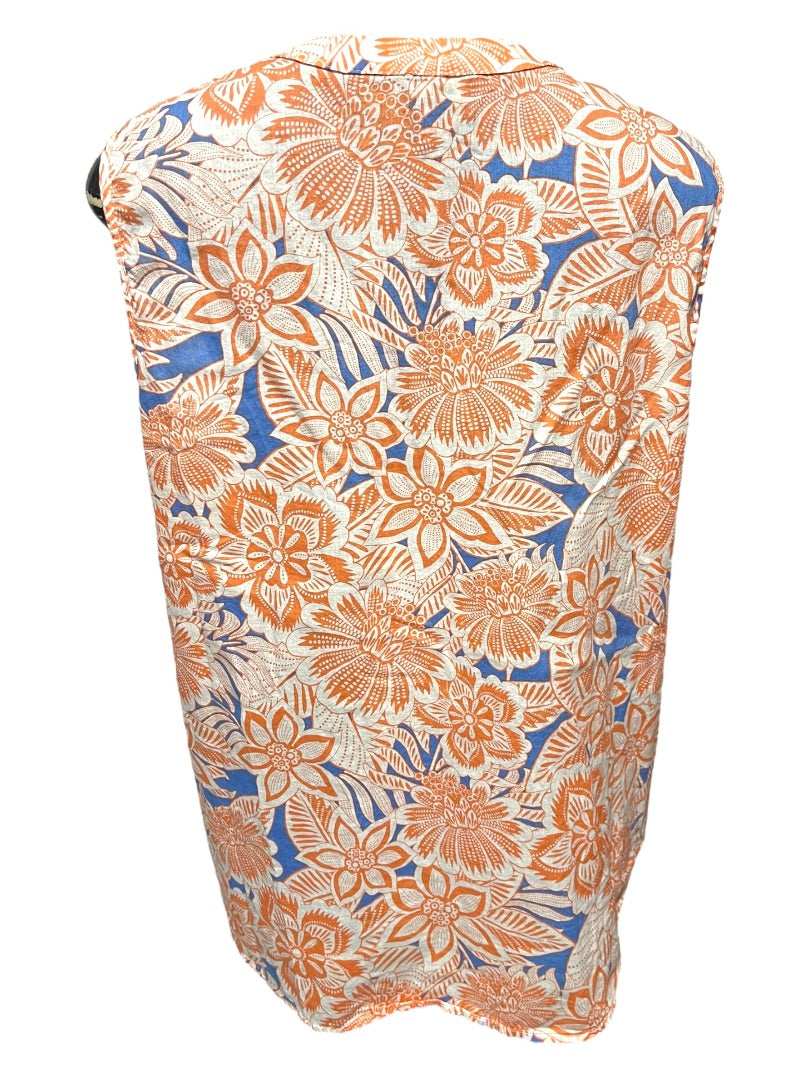 XL Talbots Floral Embroidered Cotton Sleeveless Shirt Boho Pullover