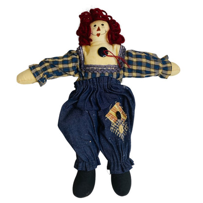 Vintage Handmade Raggedy Ann Rag Ornament Jean Denim 10 Inch
