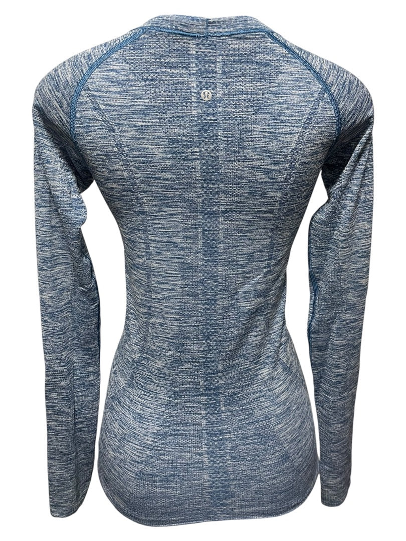 XS Lululemon Athletica Run Head Up Heart Out Womens Long Sleeve Top Blue