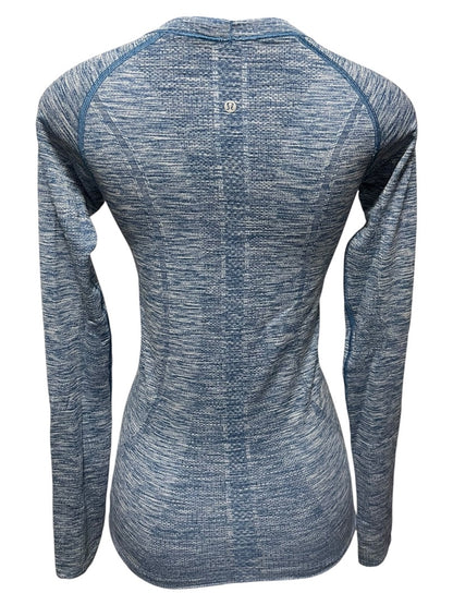 XS Lululemon Athletica Run Head Up Heart Out Womens Long Sleeve Top Blue