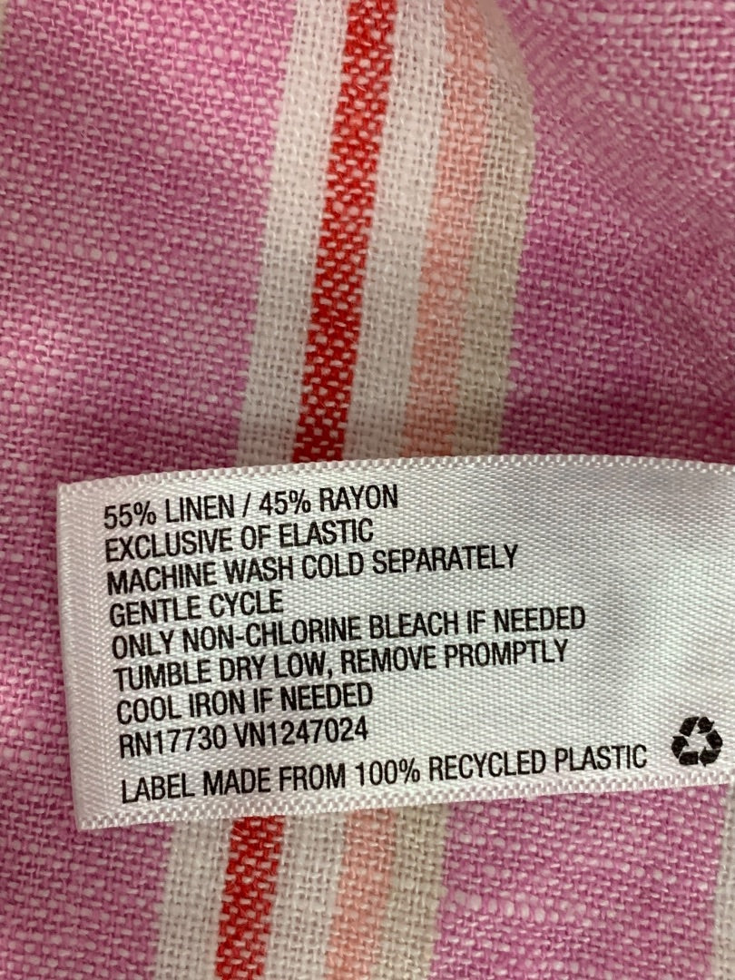 XS Universal Thread Linen Blend Sundress Striped Pockets Tie Straps Midi