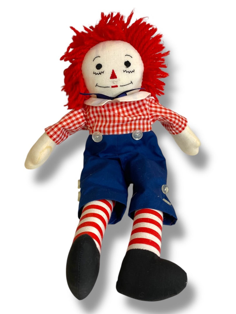 Vintage Raggedy Andy Rag Doll 16" Embroidered Face Handmade