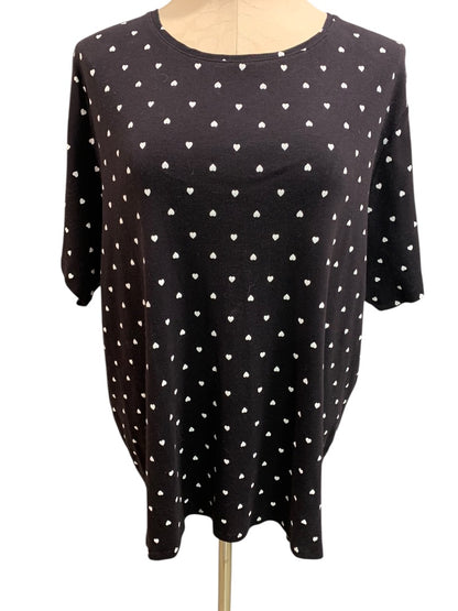 1X Croft & Barrow Womens The Classic Tee Tshirt Black Heart Print