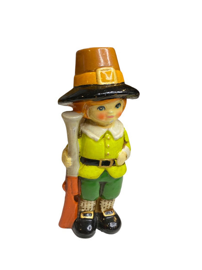 Vintage Napco Japan Papier Mache Pilgrim Boy Figurine M-8228 6.5"