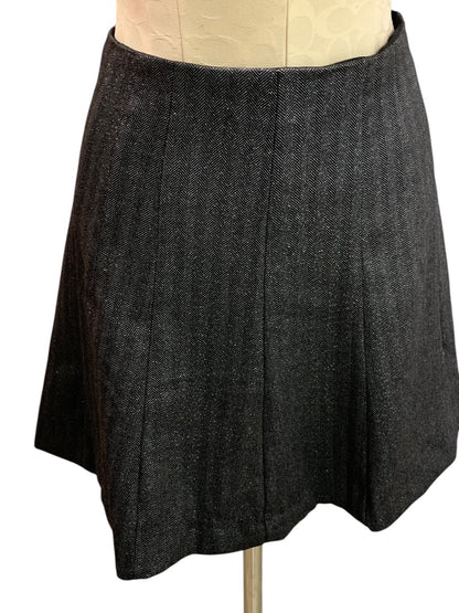Size 2P Loft Petites Black Silver Herringbone A-Line Skirt