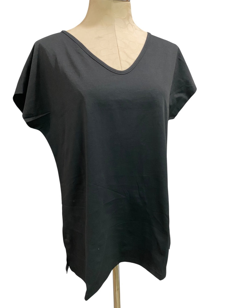 Large Set of 2 Womens New Activewear Tops V-Neck Tshirts Black White