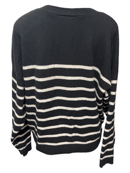 18/20 Lane Bryant Long Sleeve Button Down Striped Cardigan Black & White