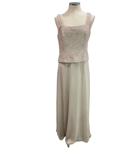 Size 8 Alex Evenings Taupe Sleeveless Dress with Jacket Full Length